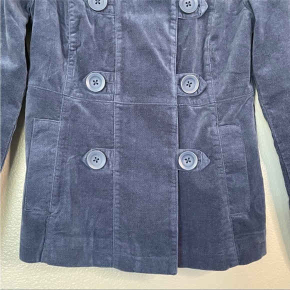 Mossimo | Blue Double Breasted Velvet Pea Coat | Size Medium - Picture 3 of 8